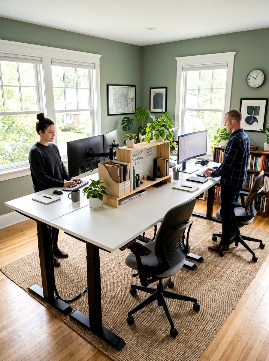 Standing desk for two people - 30 standing desk room ideas