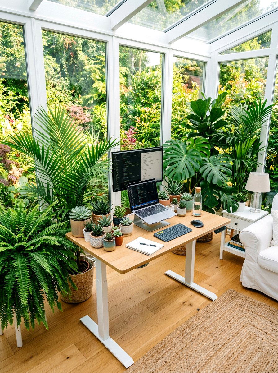 Standing desk with plants - 30 standing desk room ideas