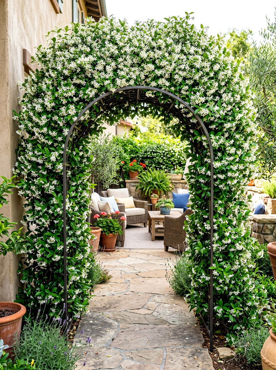 Star Jasmine Patio Entrance - 30 climbing archway ideas