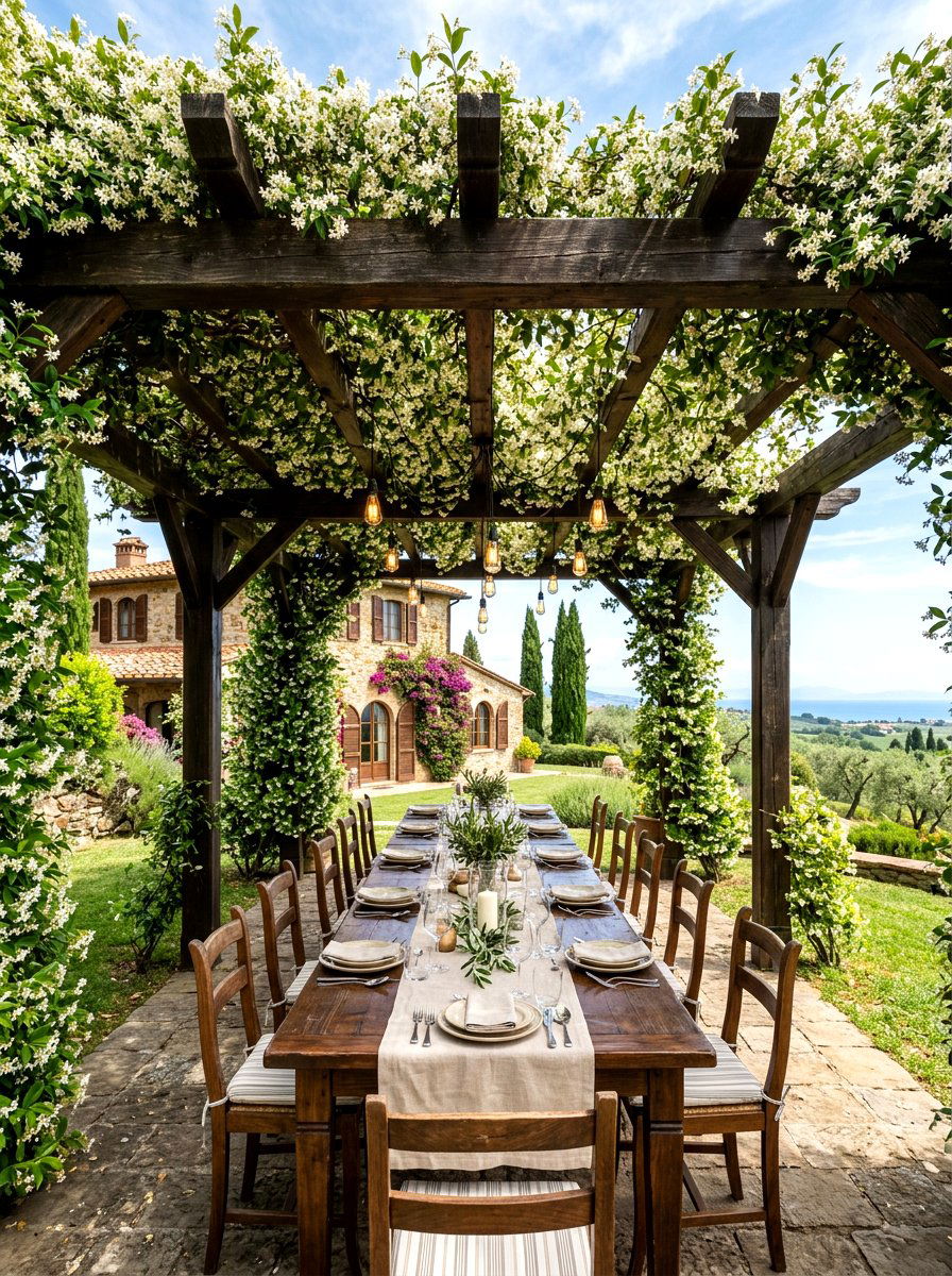 Star Jasmine Pergola - 30 evening fragrance garden ideas