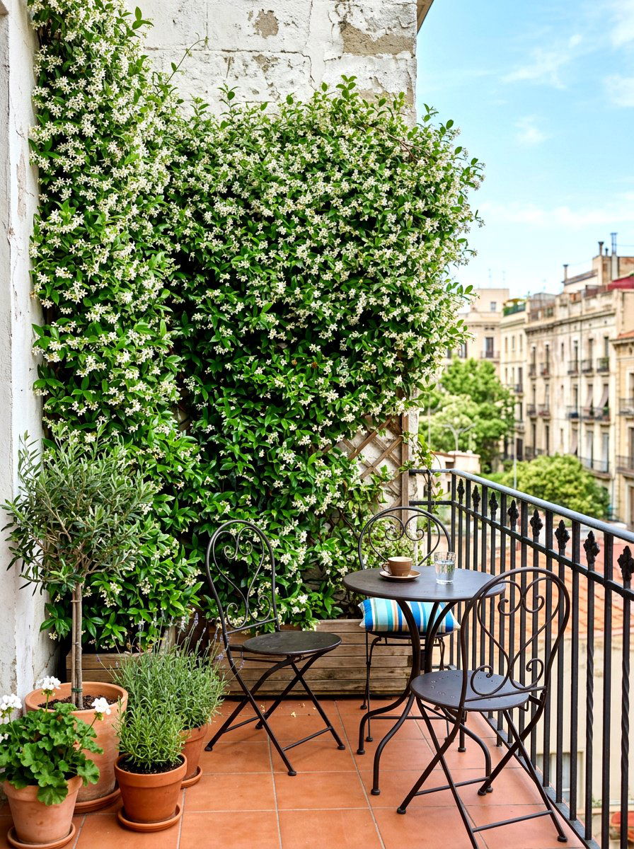 Star Jasmine Trellis - 30 backyard privacy hedge ideas