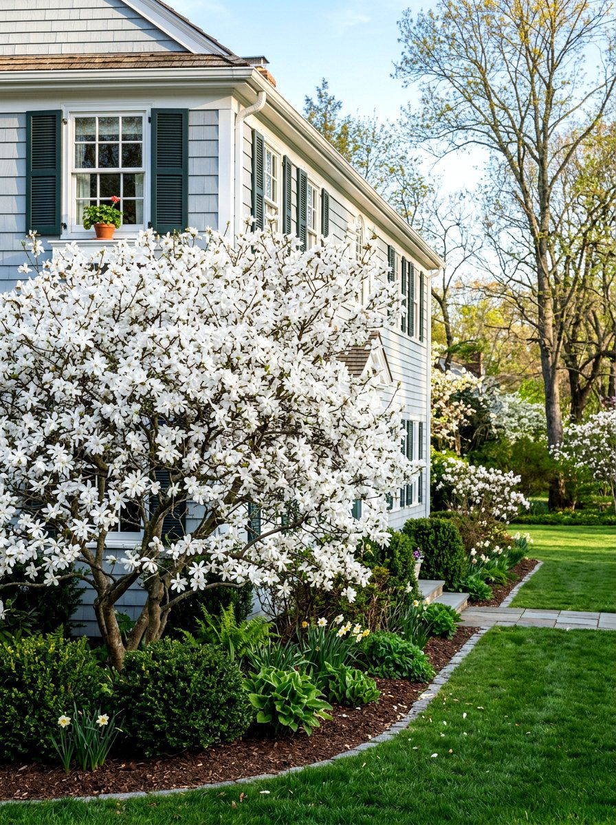 Star Magnolia Foundation Planting - 30 ornamental tree landscaping ideas