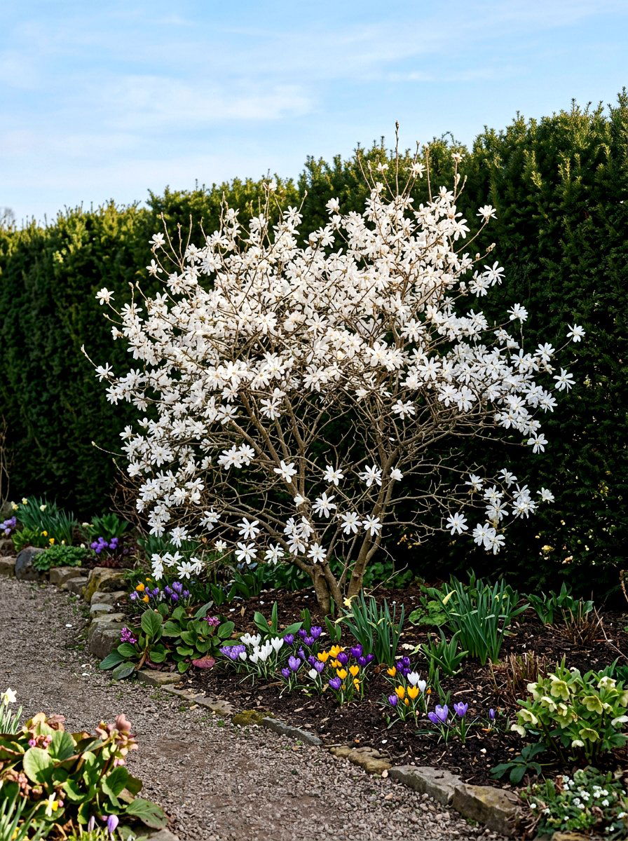 Star Magnolia Landscape - 30 flowering tree garden ideas