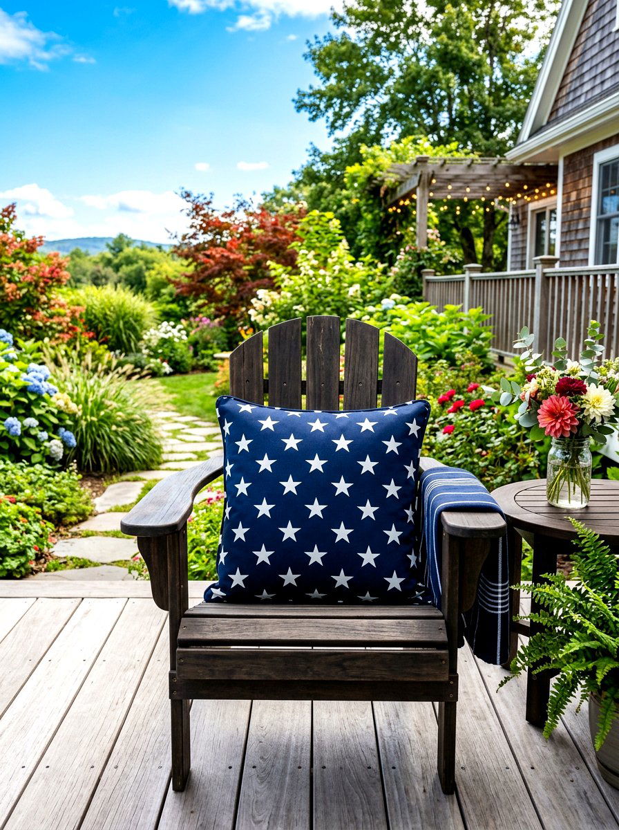 Star Patterned Outdoor Cushion - 30 Fourth of July porch ideas