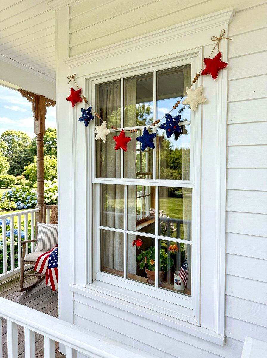 Star Spangled Banner Garland - 30 Fourth of July porch ideas