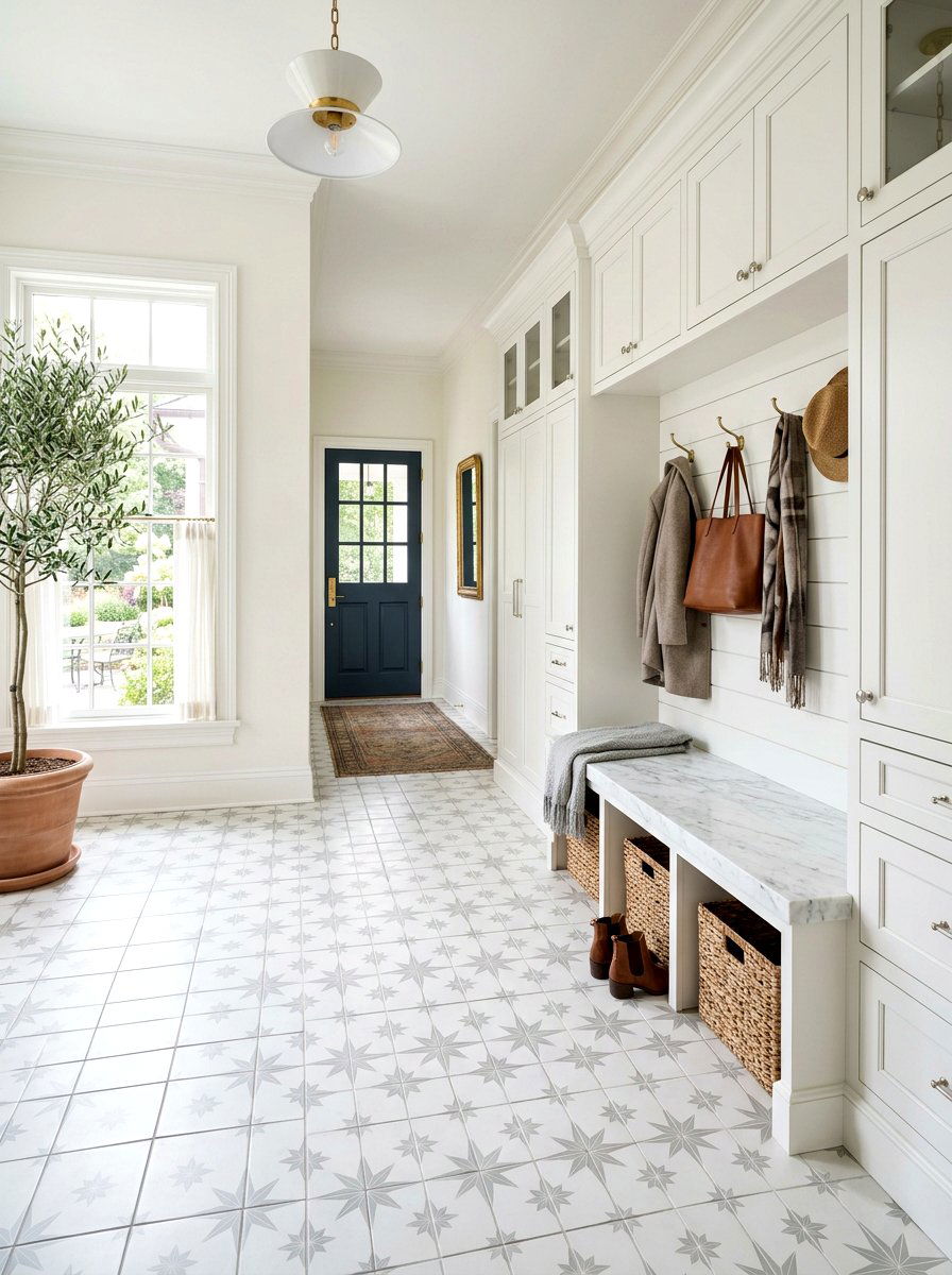 Star and cross tile - 30 patterned mudroom tile ideas