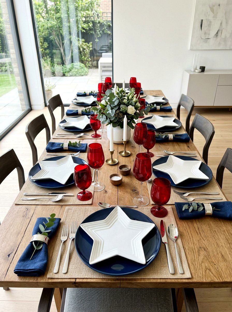 Star shaped dinner plates - 30 patriotic table decor ideas