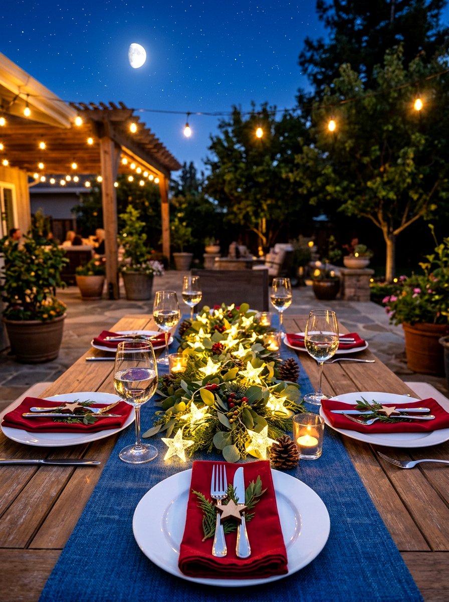 Star string lights for table - 30 patriotic table decor ideas