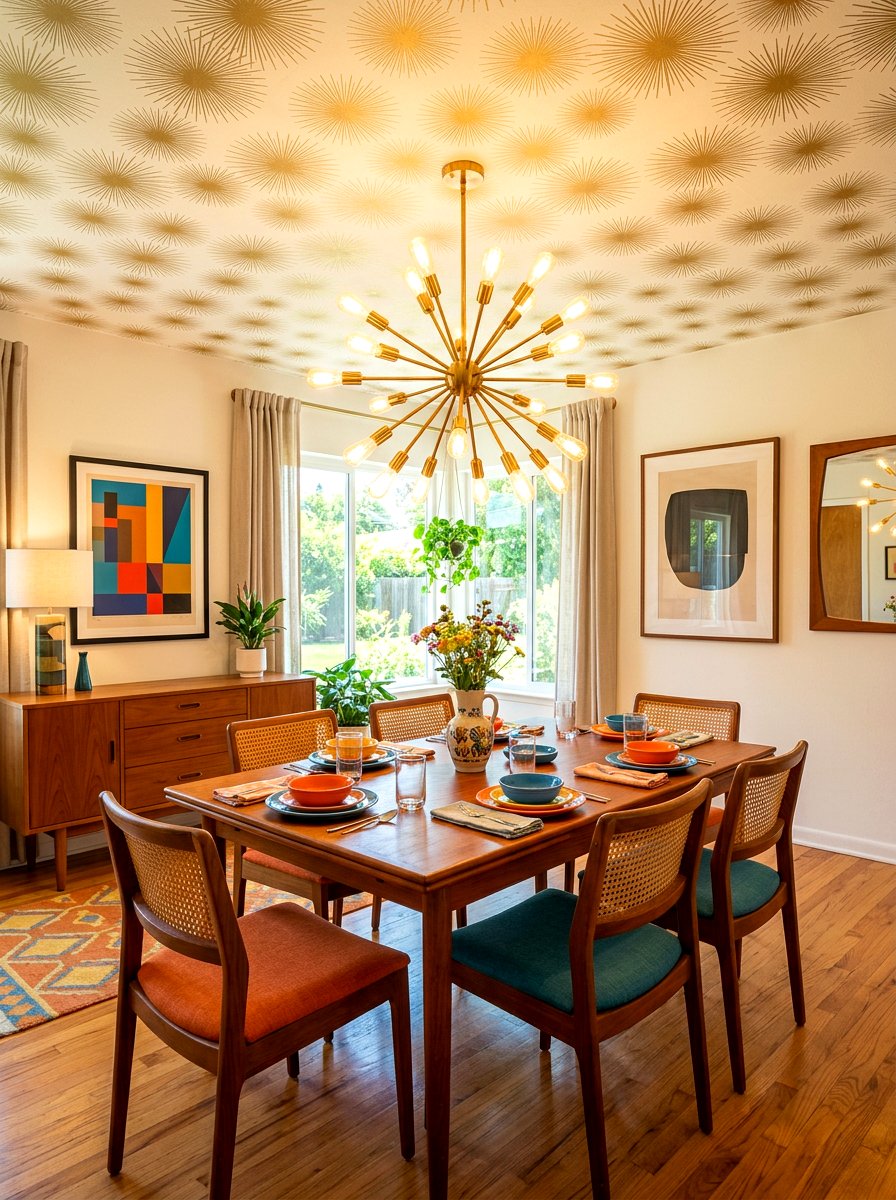Starburst Mid Century Modern Dining - 30 wallpaper ceiling ideas