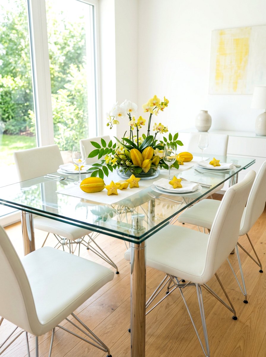 Starfruit and orchid styling - 30 fruit and floral tablescape ideas