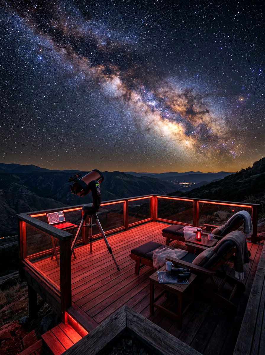 Stargazing deck with telescope - 30 starlit patio hosting ideas