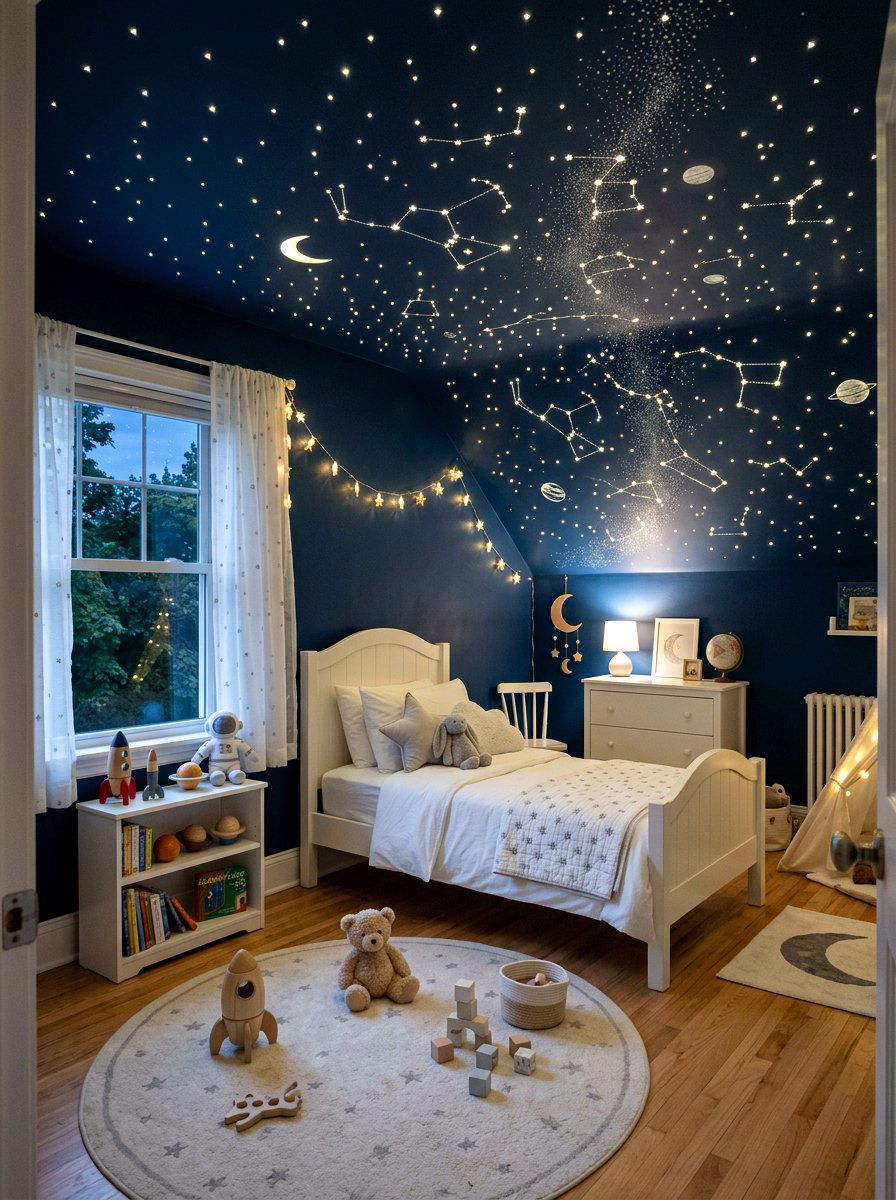 Starry Night Ceiling - 30 small room mural ideas