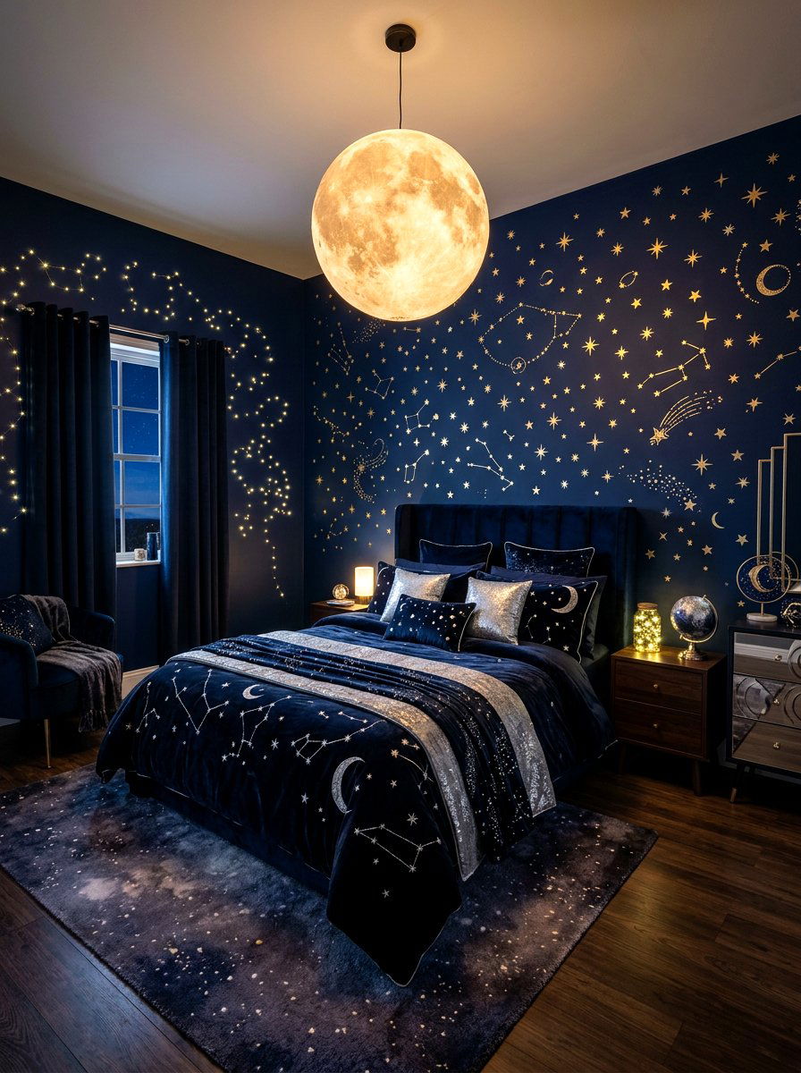 Starry Night Celestial Bedroom - 30 storybook bedroom decor ideas