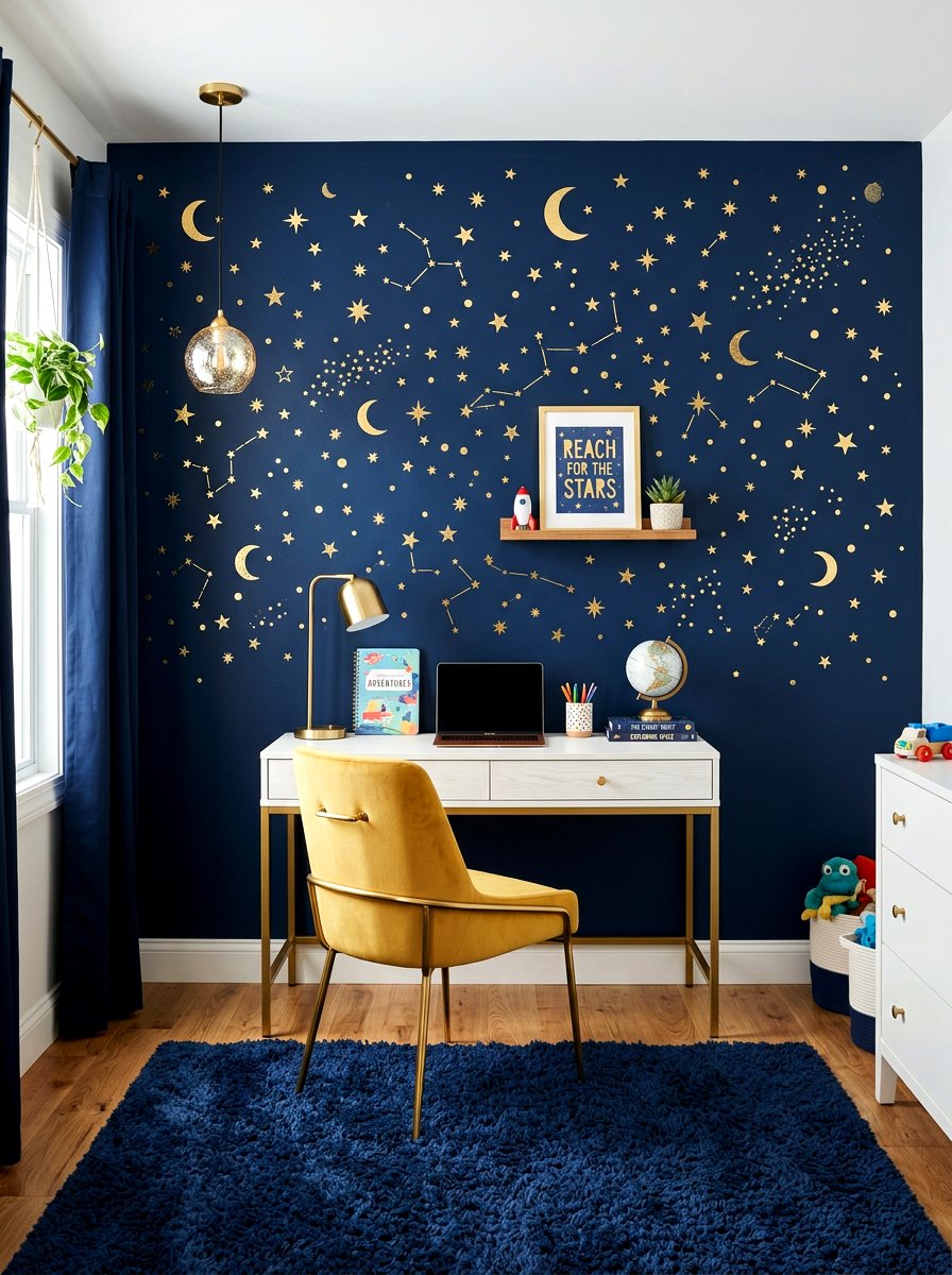 Starry Night Decal - 30 kids desk wall ideas