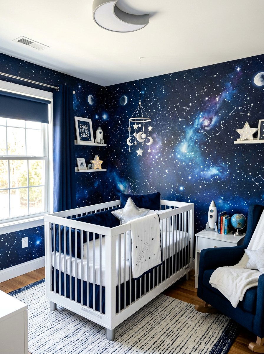 Starry Night Galaxy Wallpaper - 30 nursery wall decor ideas