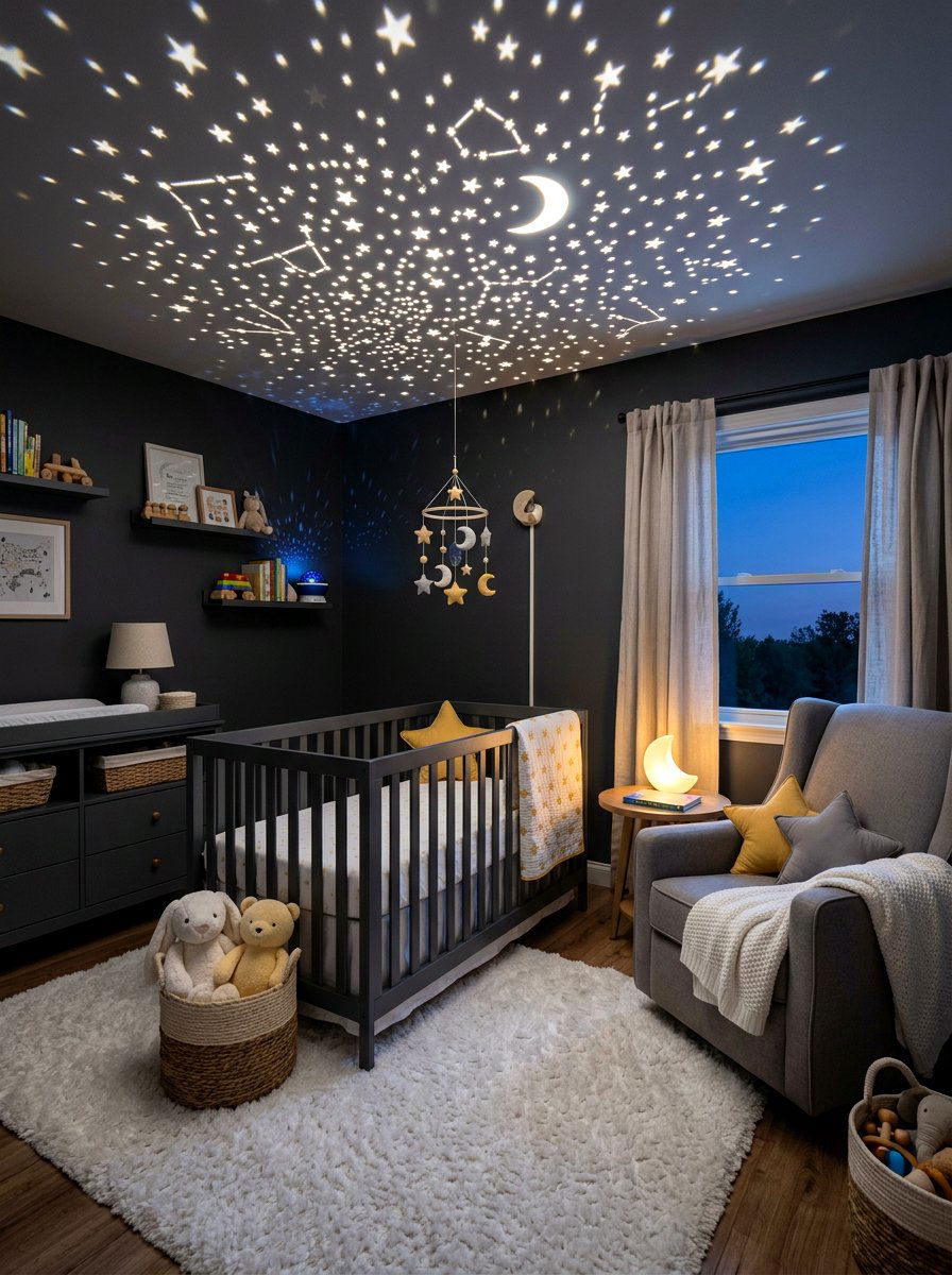Starry Night Light Projector - 30 celestial nursery ideas