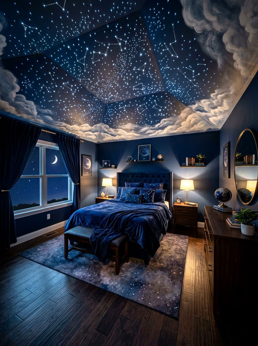 Starry Night Sky - 30 cloud inspired bedroom ideas