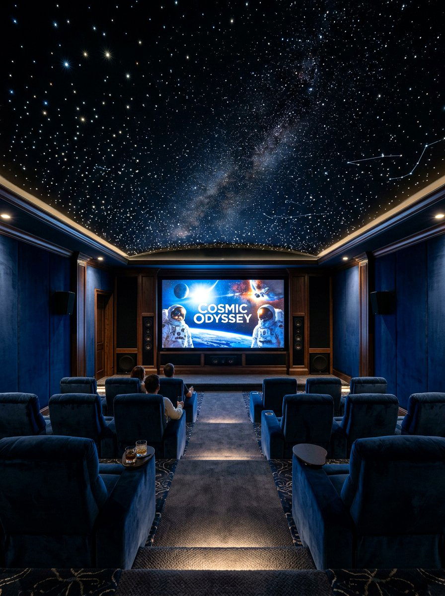 Starry ceiling home theater - 30 projector room ideas