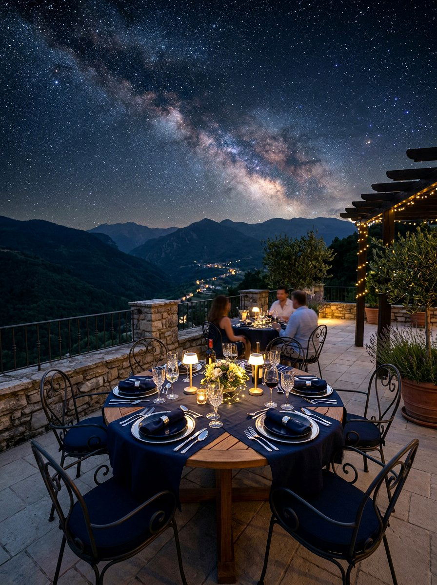 Starry sky terrace dinner - 30 romantic dinner party ideas at home