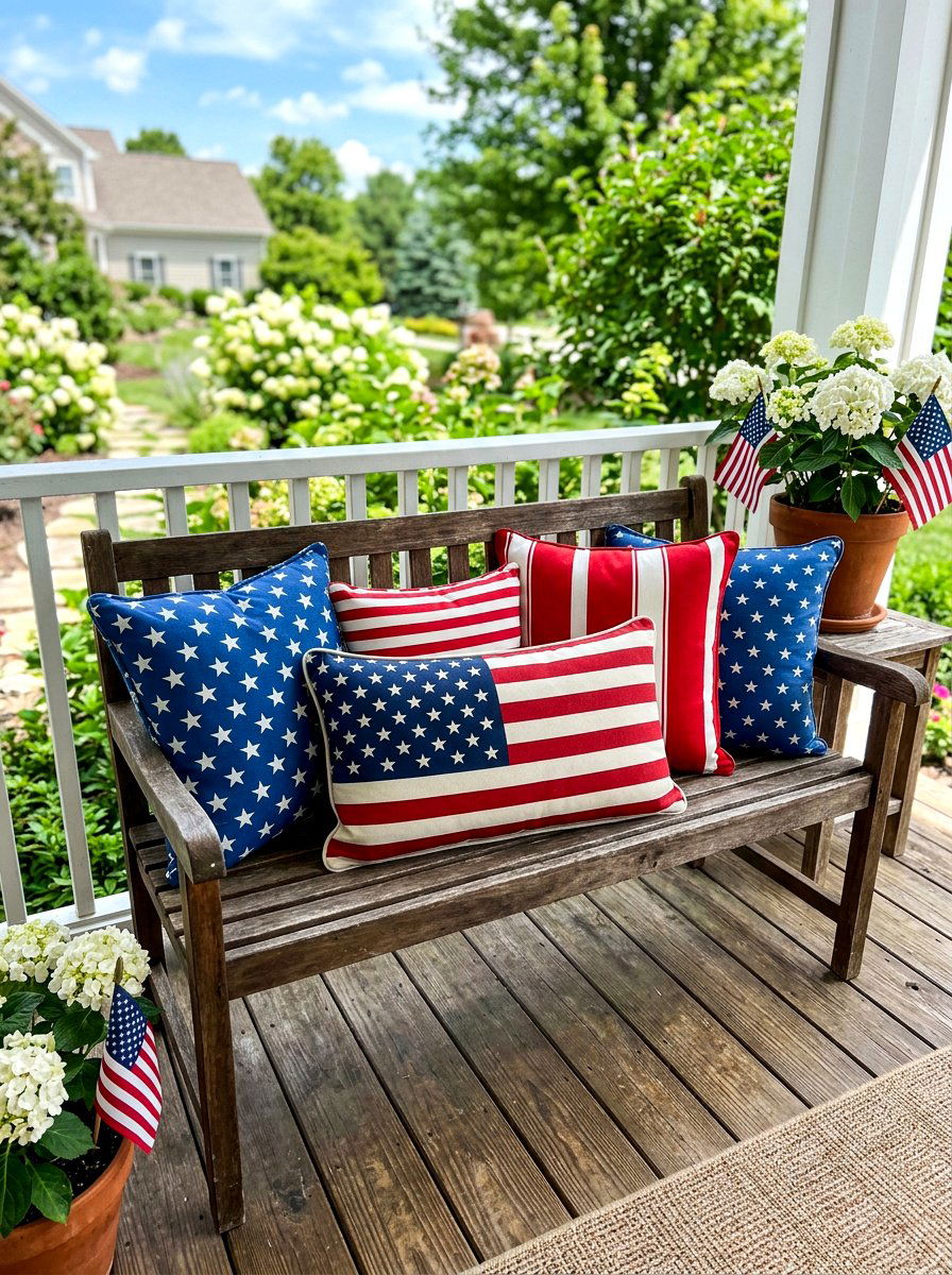 Stars And Stripes Porch Pillow - 30 patriotic porch ideas