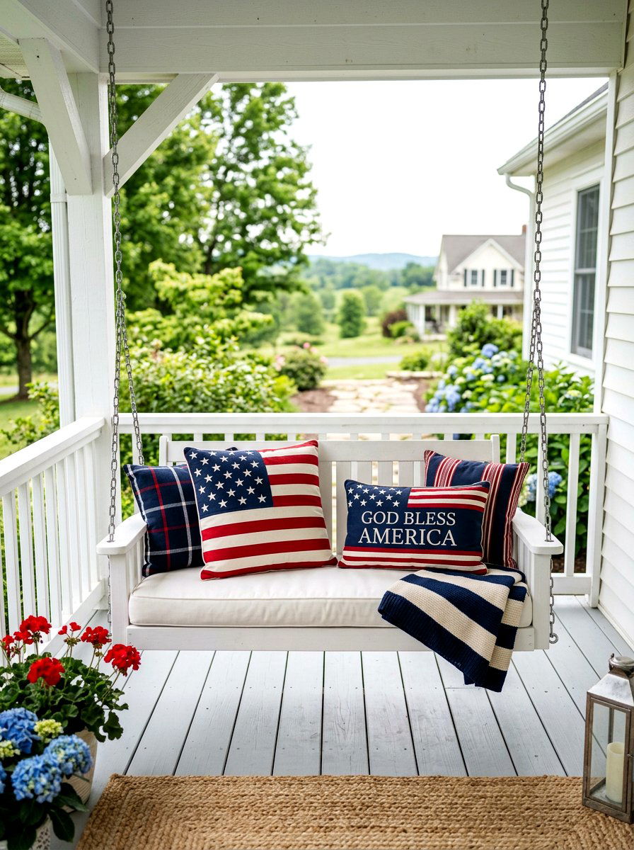 Stars And Stripes Throw Pillow - 30 Fourth of July porch ideas