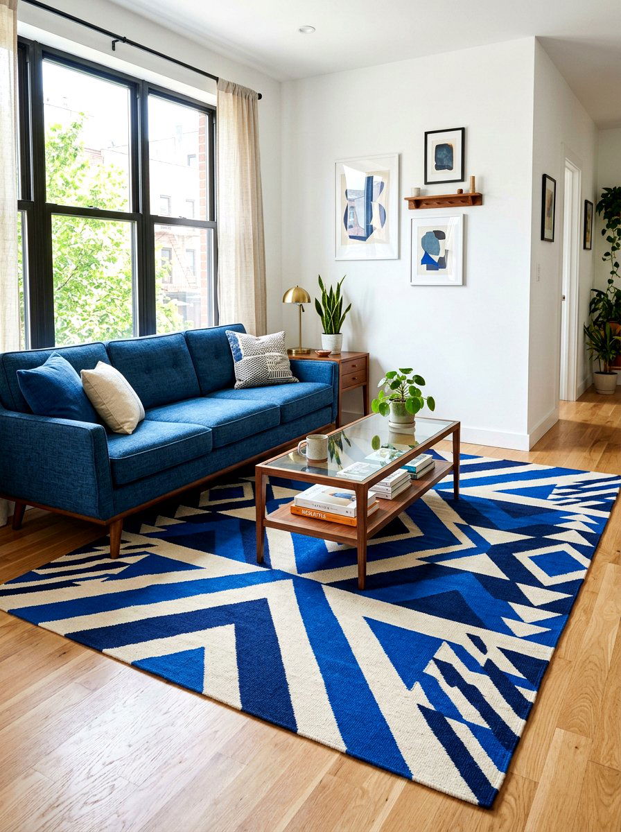 Statement Area Rug - 30 tiny apartment decor ideas