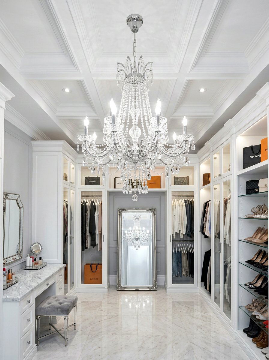 Statement Closet Center Chandelier - 30 organizing a walk in closet ideas