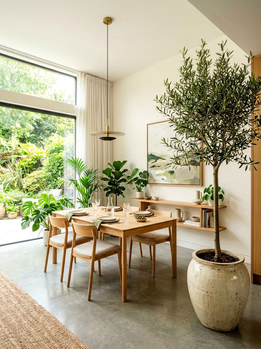 Statement Indoor Plants - 30 quiet luxury dining room ideas