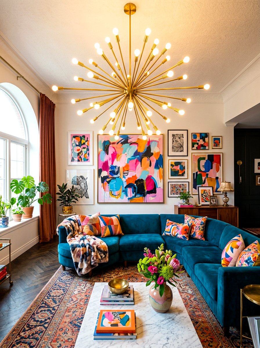 Statement Lighting Fixtures - 30 anti minimal living room ideas