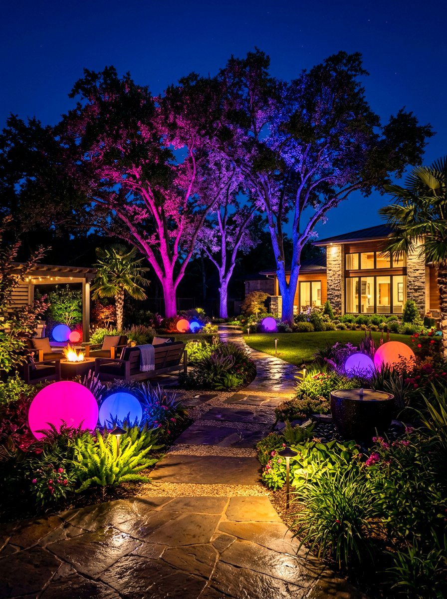 Statement Lighting - 30 resort style backyard ideas