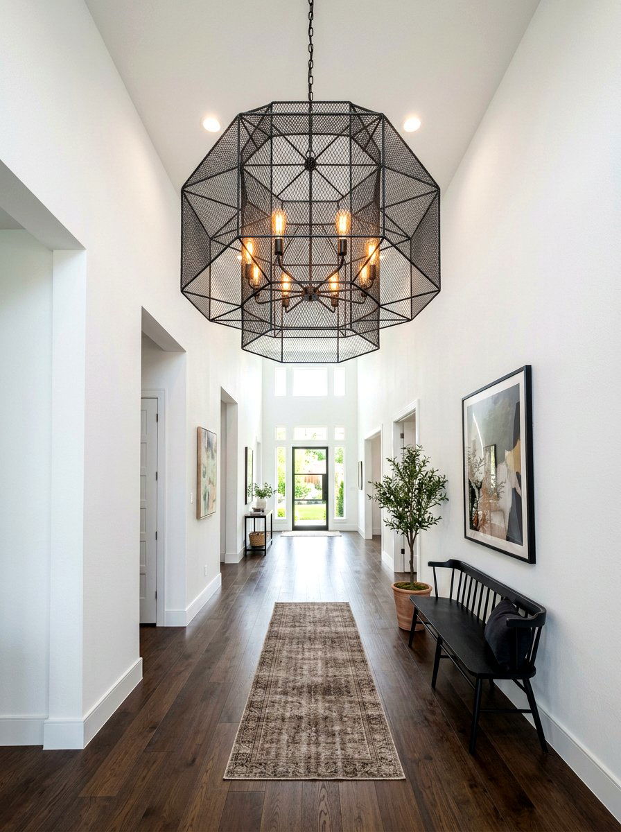 Statement Oversized Chandelier - 30 long foyer lighting ideas