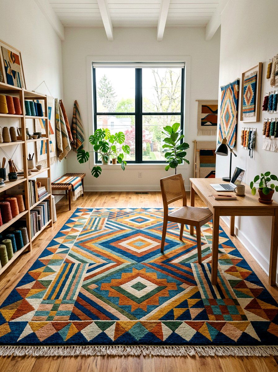 Statement Rug Studio Space - 30 boutique studio office ideas