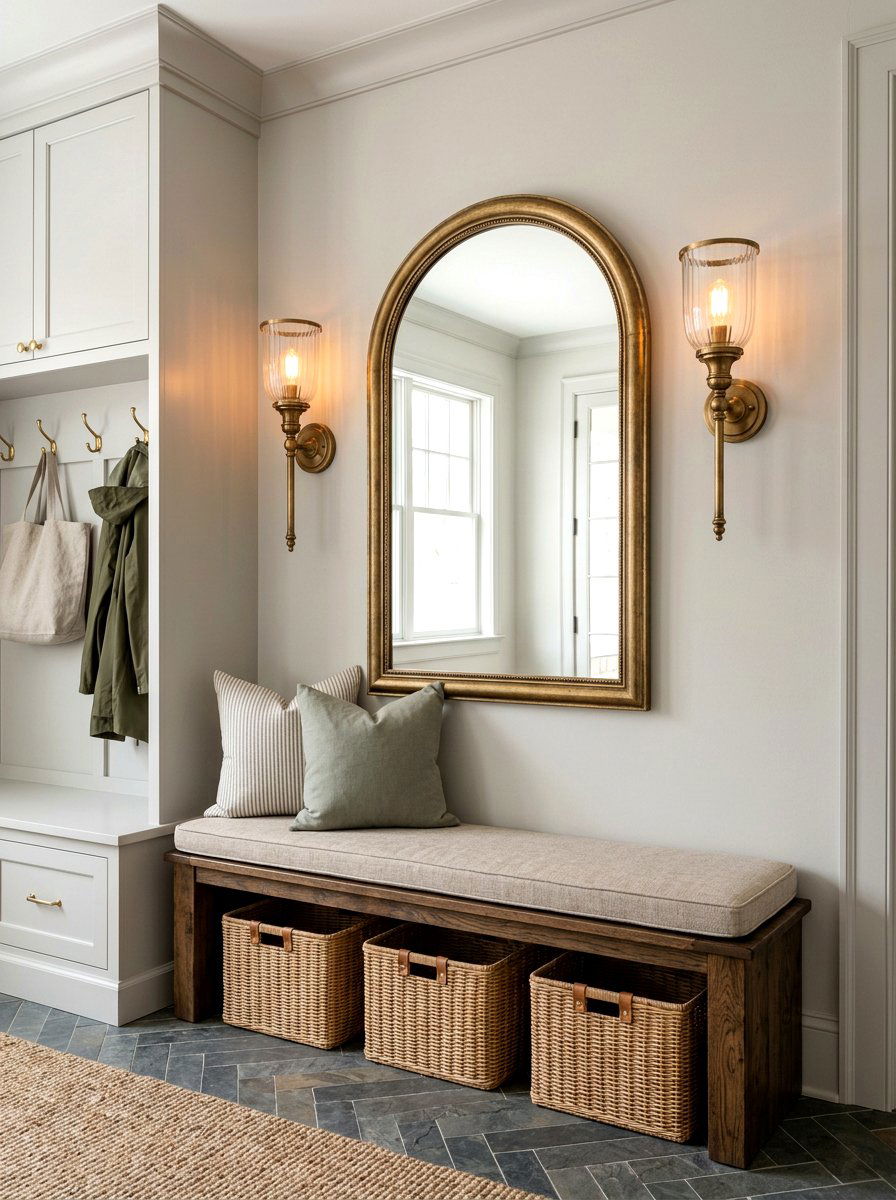 Statement Sconce Lighting - 30 quiet luxury mudroom ideas