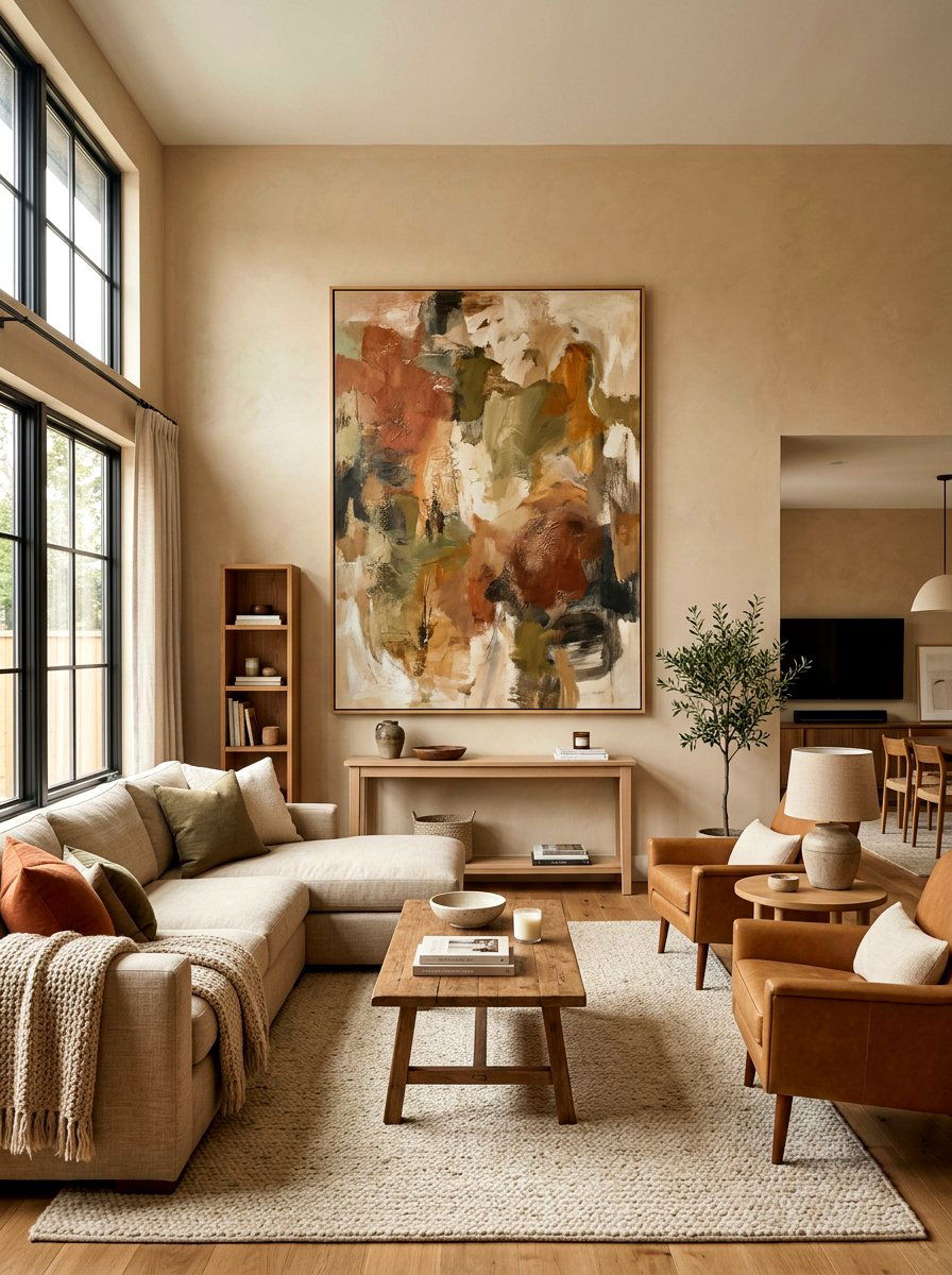 Statement Wall Art - 30 toasted beige living room ideas
