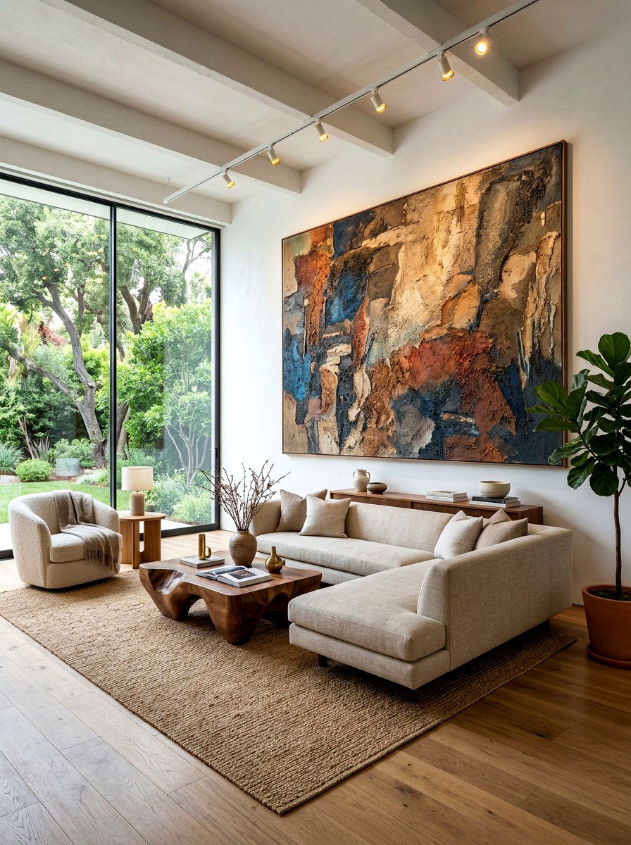 Statement art living room - 30 organic modern living room ideas