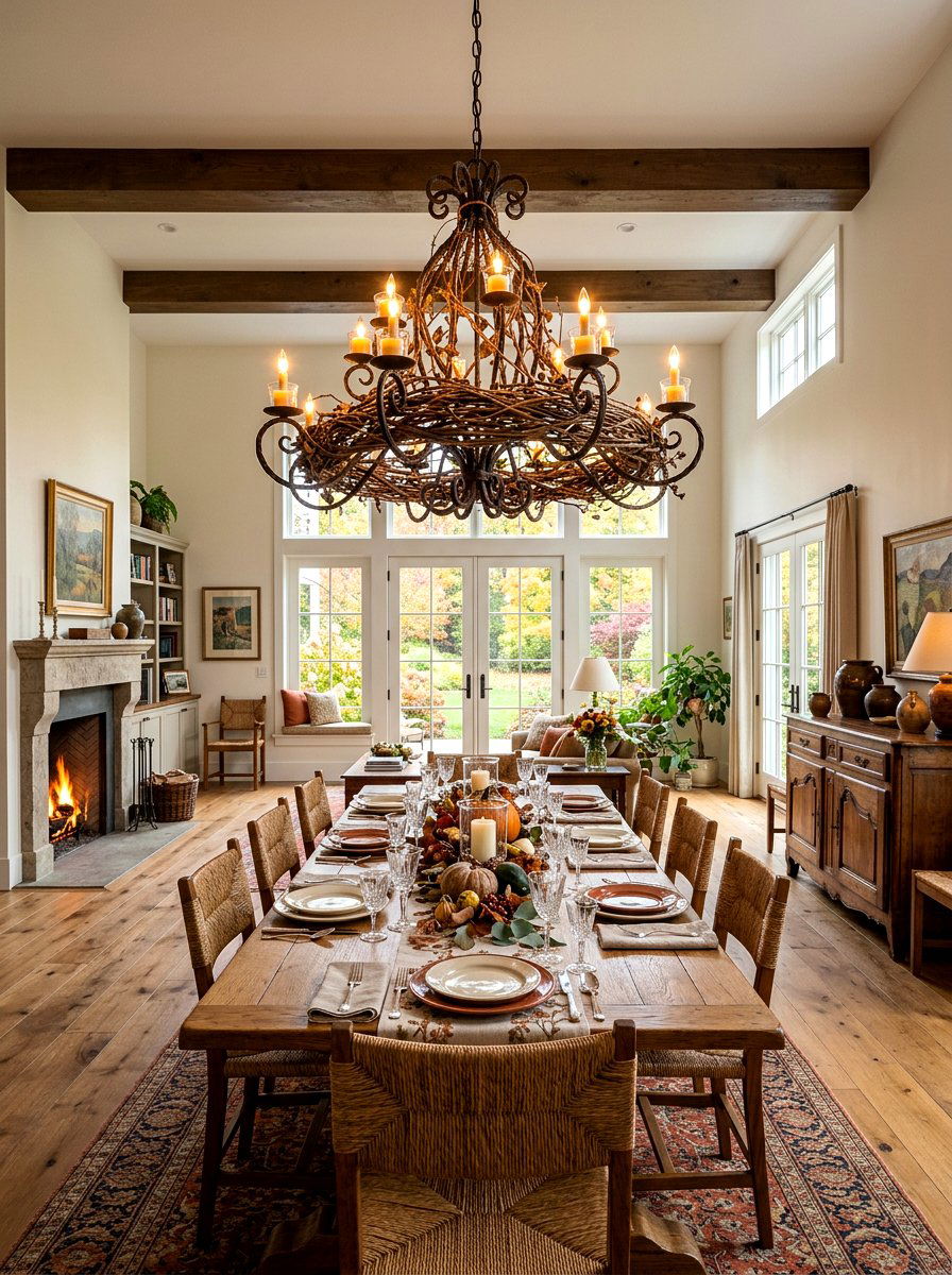 Statement chandelier lighting - 30 fall dinner party home ideas