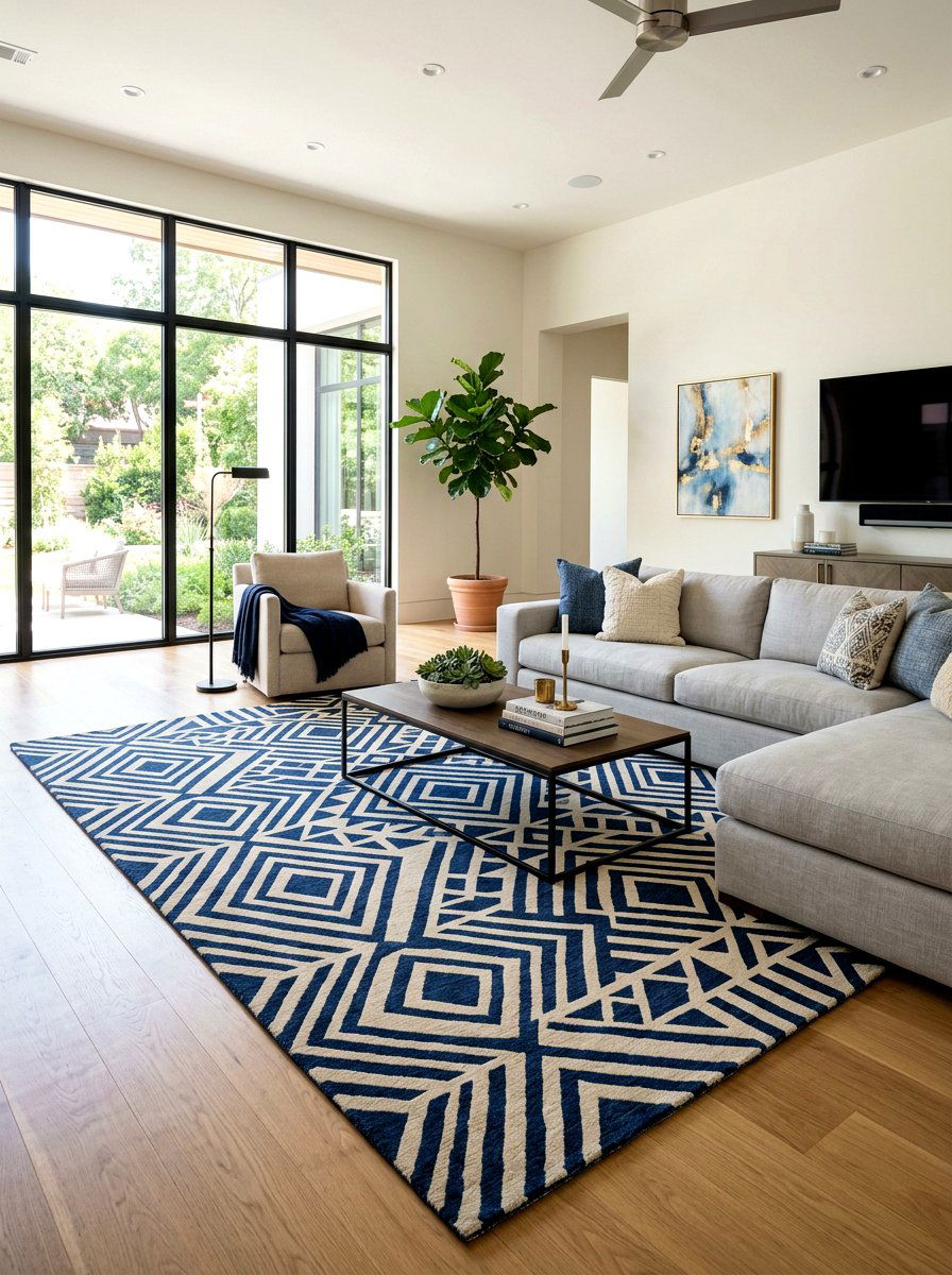 Statement rug living room - 30 hotel chic living room ideas