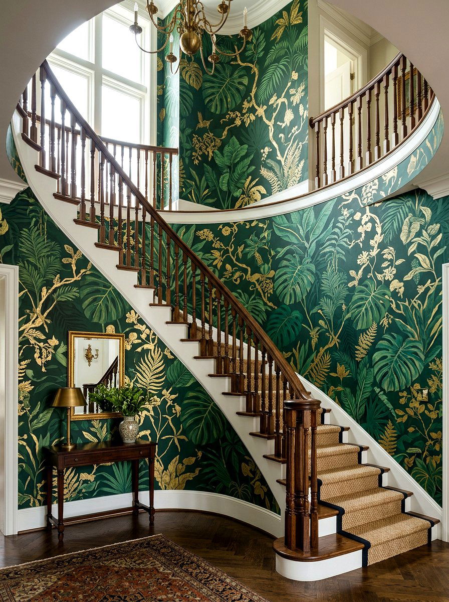 Statement wallpaper - 30 staircase wall ideas