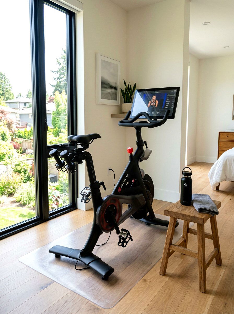 Stationary Bike Corner - 30 small home gym ideas