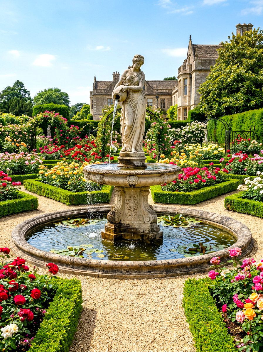 Statuary garden fountain - 30 front yard water feature ideas
