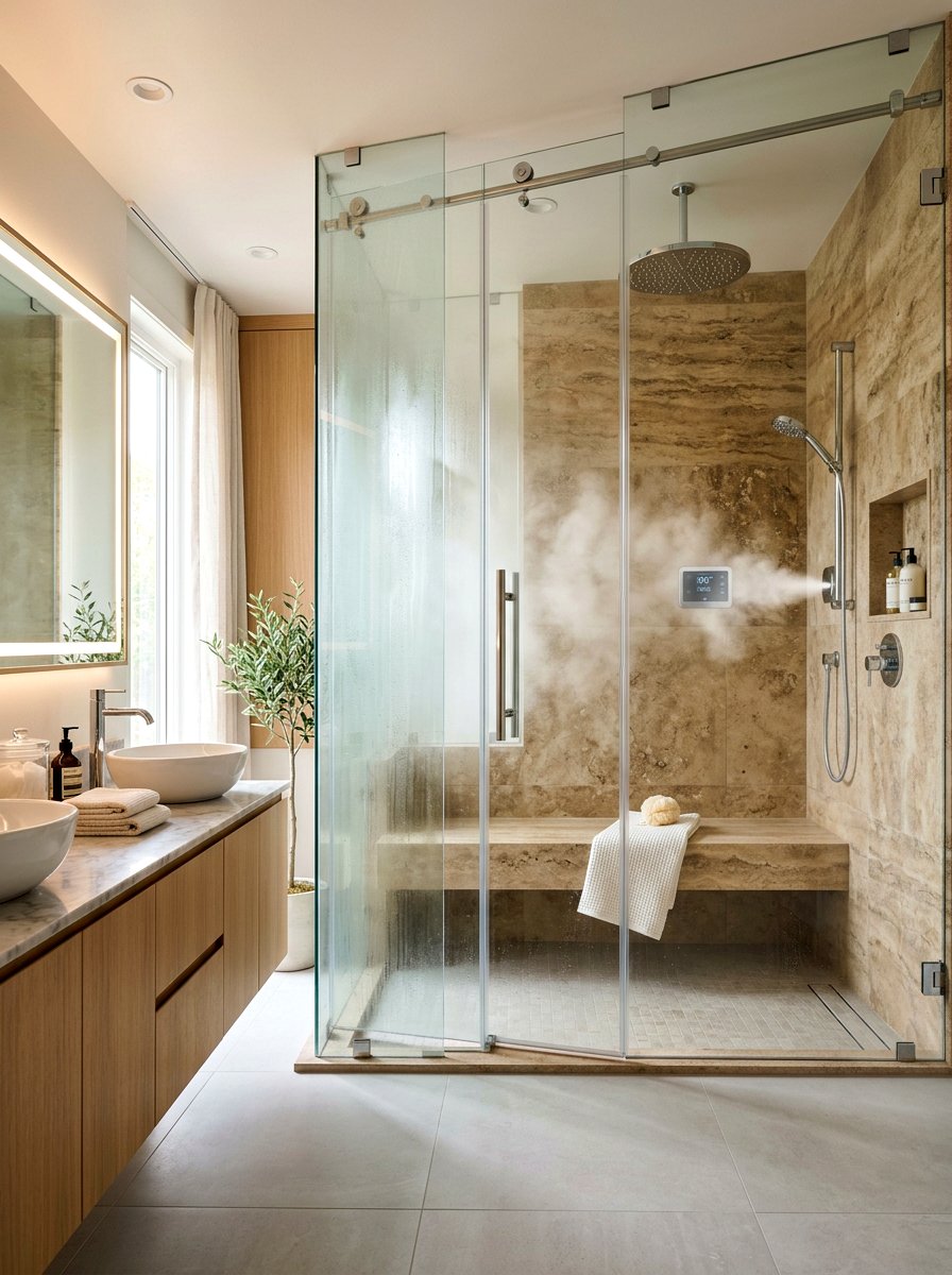 Steam Shower Conversion - 30 rain shower bathroom ideas