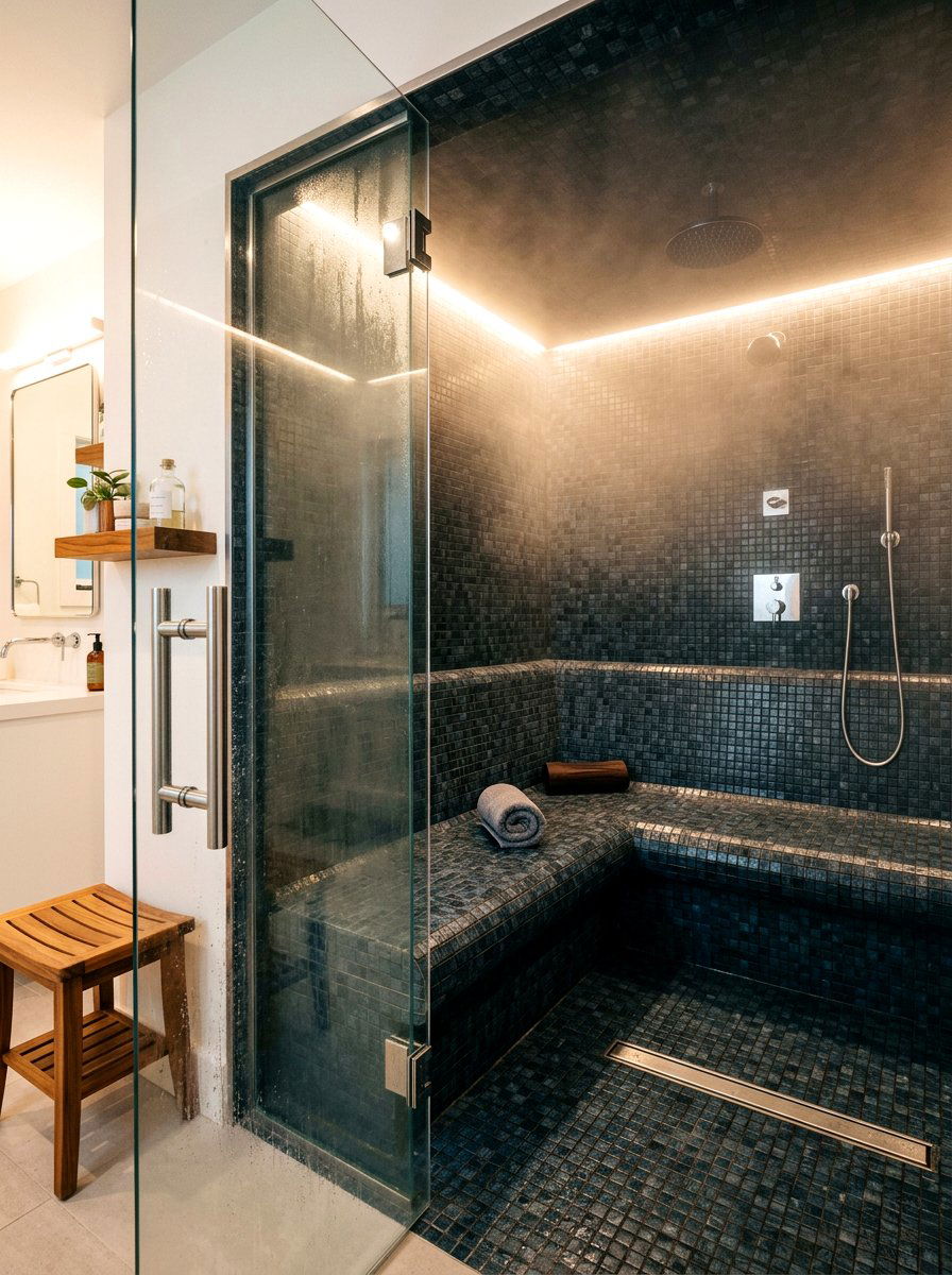 Steam room shower seat - 30 shower bench ideas