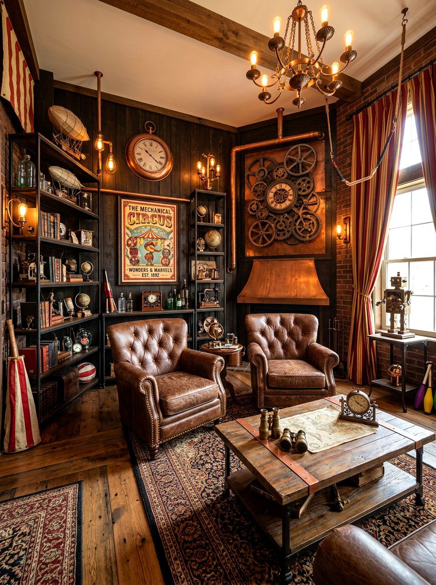 Steampunk Circus Living Room - 30 circus inspired living room ideas