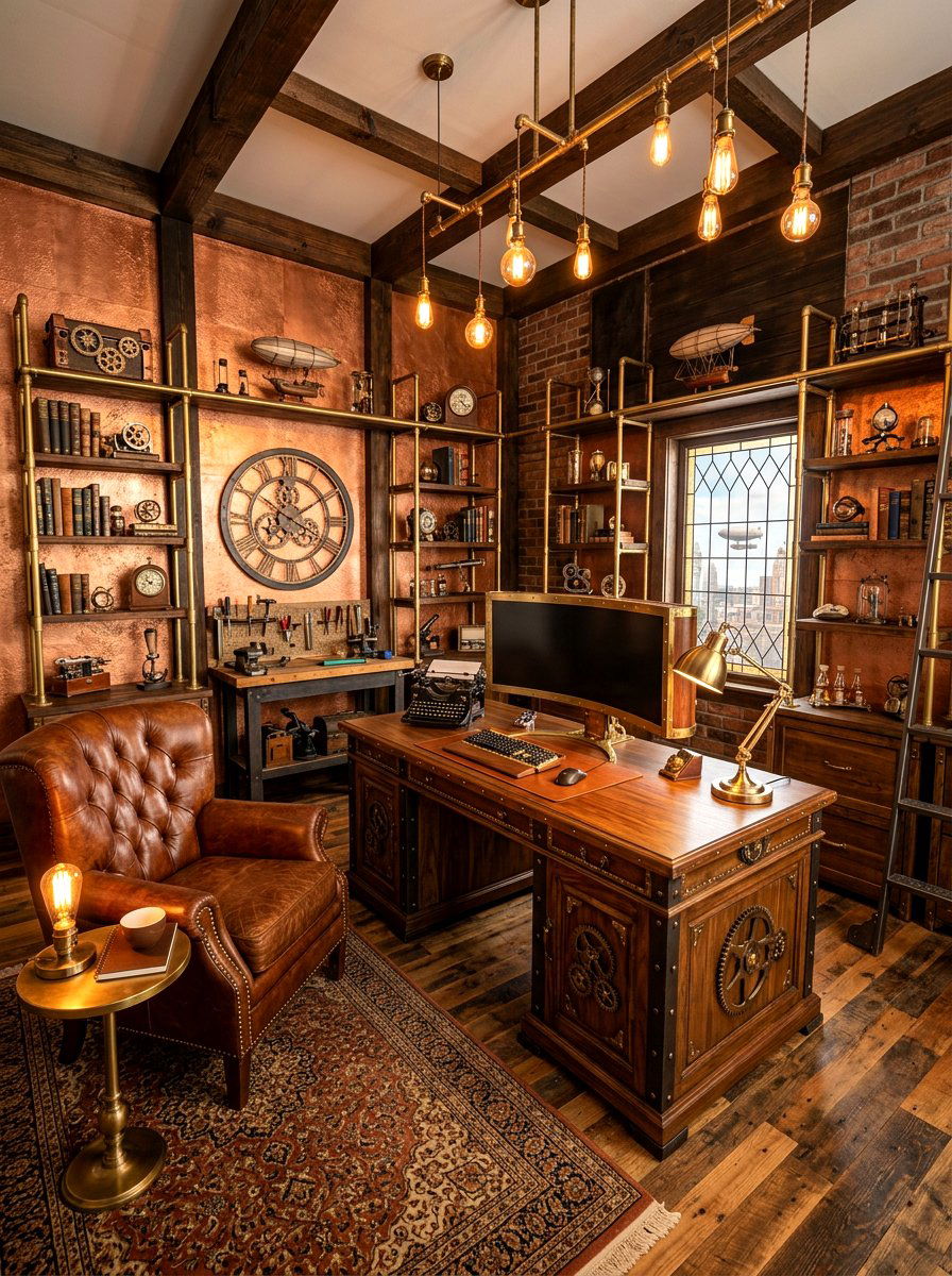 Steampunk Home Studio - 30 masculine home studio ideas