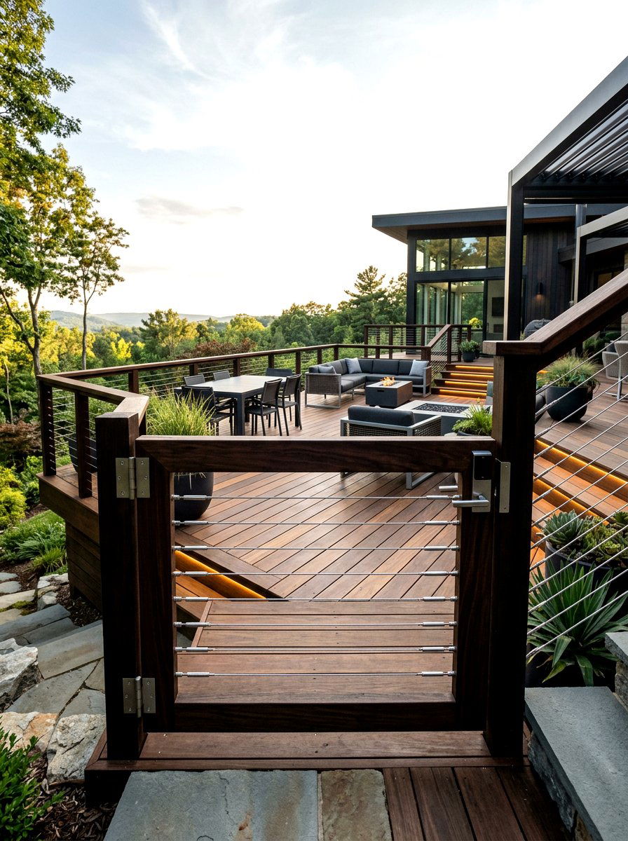 Steel Cable Deck Gate - 30 deck gate ideas