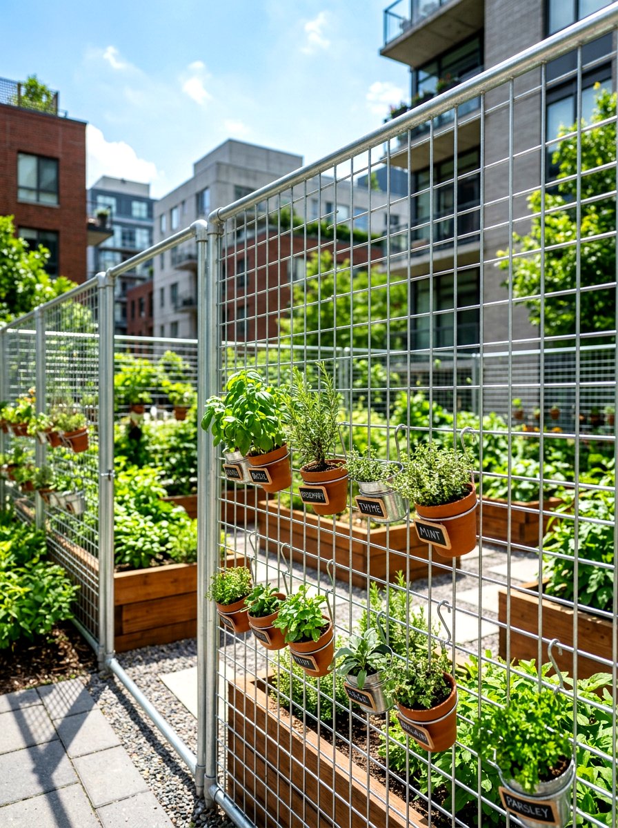 Steel Conduit Mesh Fence - 30 herb garden fence ideas