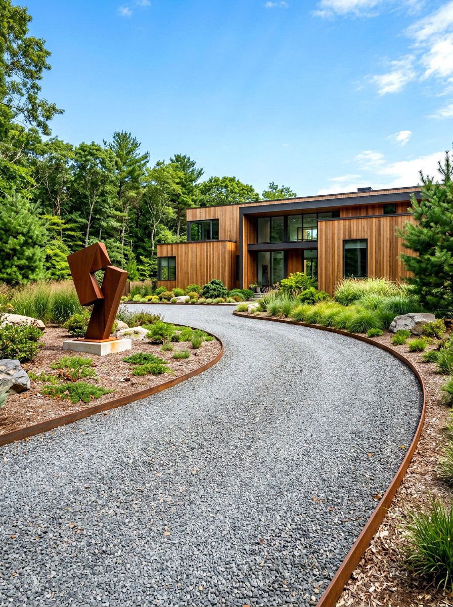 Steel Edged Driveway - 30 gravel driveway ideas