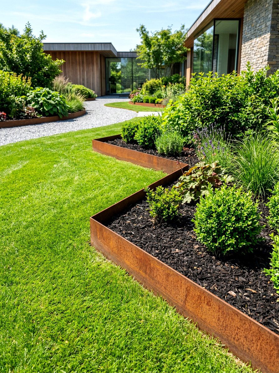 Steel Edged Garden Beds - 30 quiet luxury backyard ideas