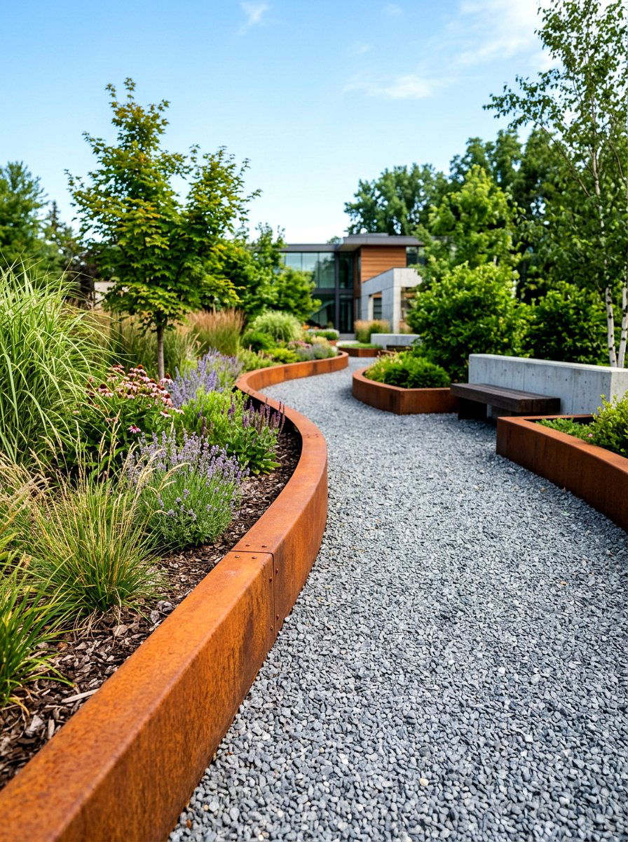 Steel Edging Walkway - 30 gravel walkway ideas