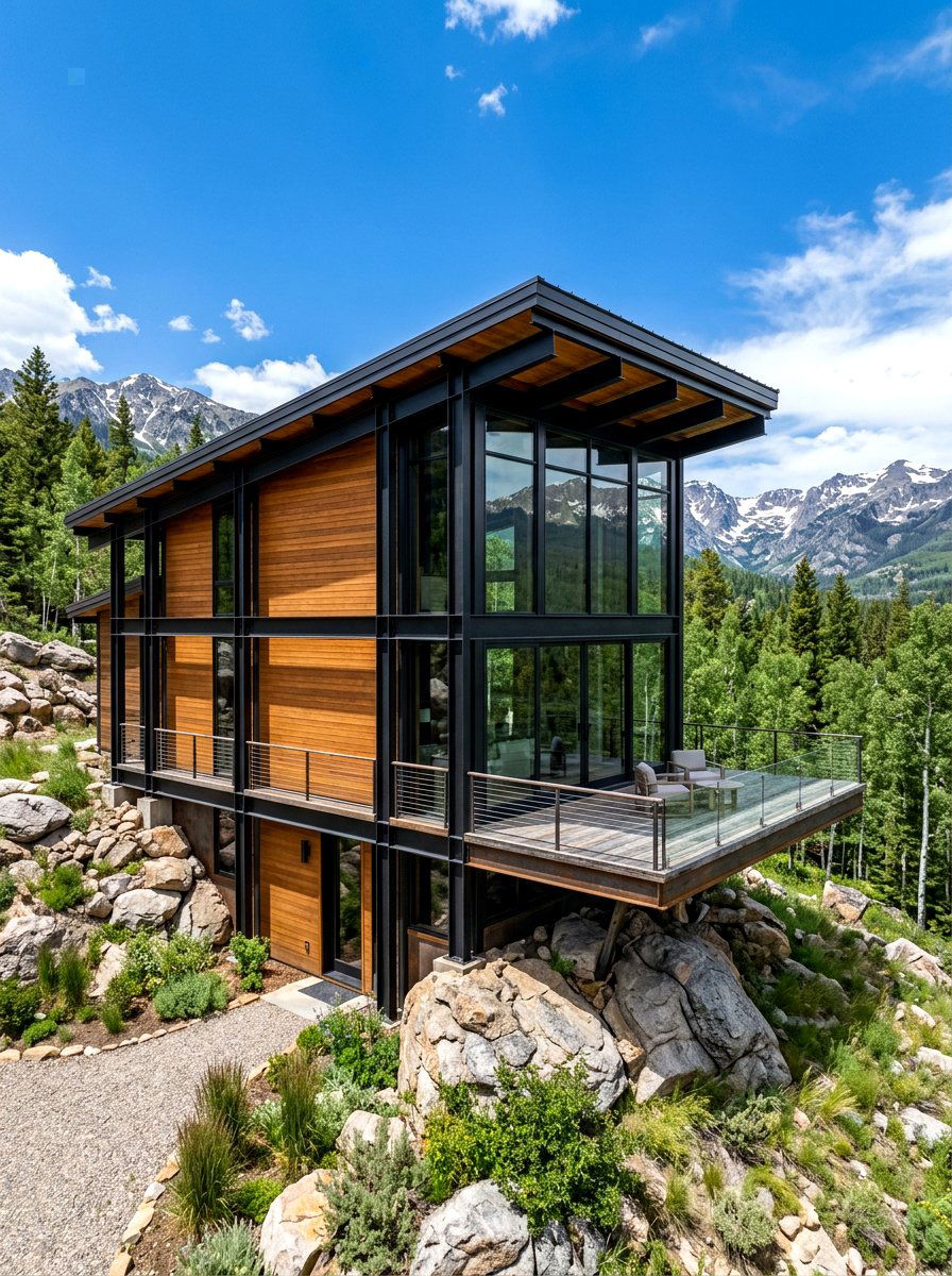 Steel Frame Mountain House - 30 mountain house exterior ideas
